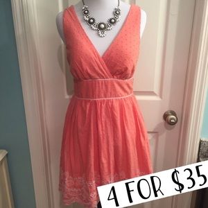 Trixxi orange and white Swiss dot dress size 5